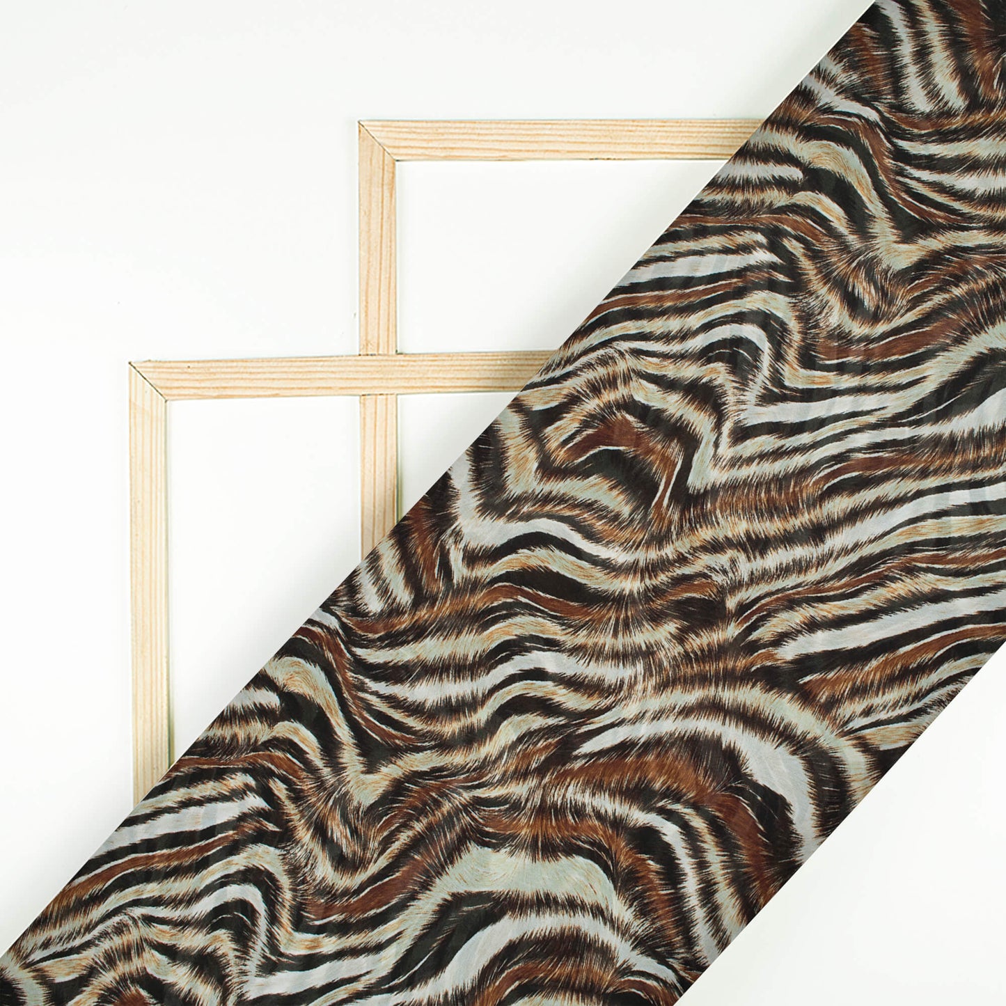 Black And Rust Orange Animal Pattern Digital Print Georgette Fabric