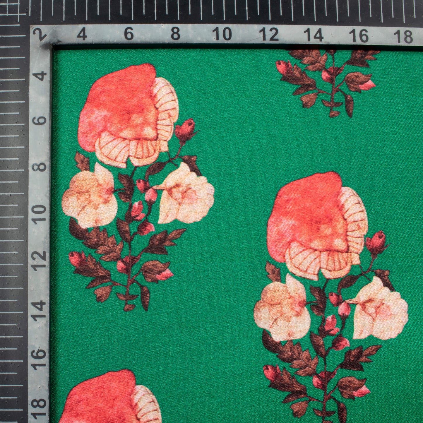 Fun Green And Pink Floral Pattern Digital Print Twill Slub Fabric