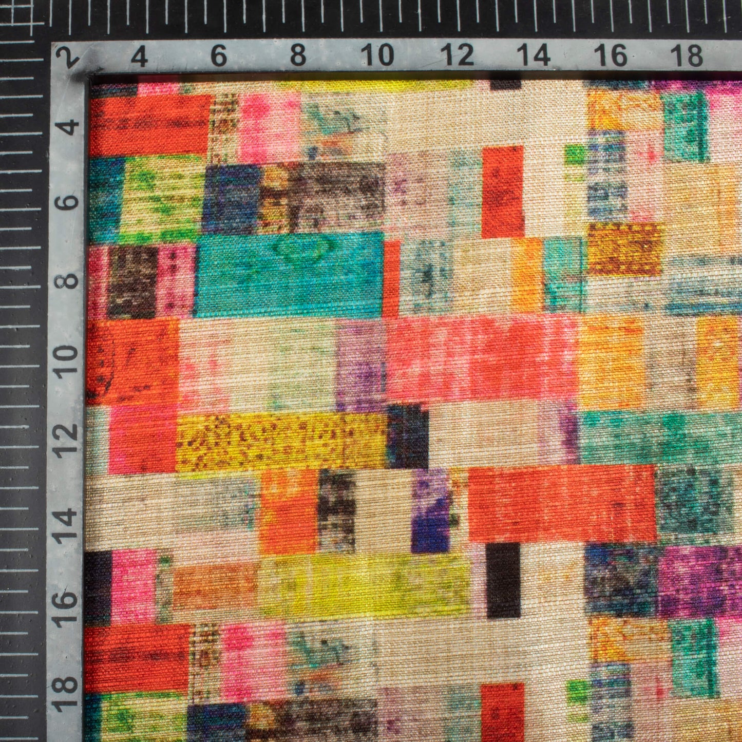 Multi-Color Geometric Pattern Digital Print Art Mulberry Silk Fabric