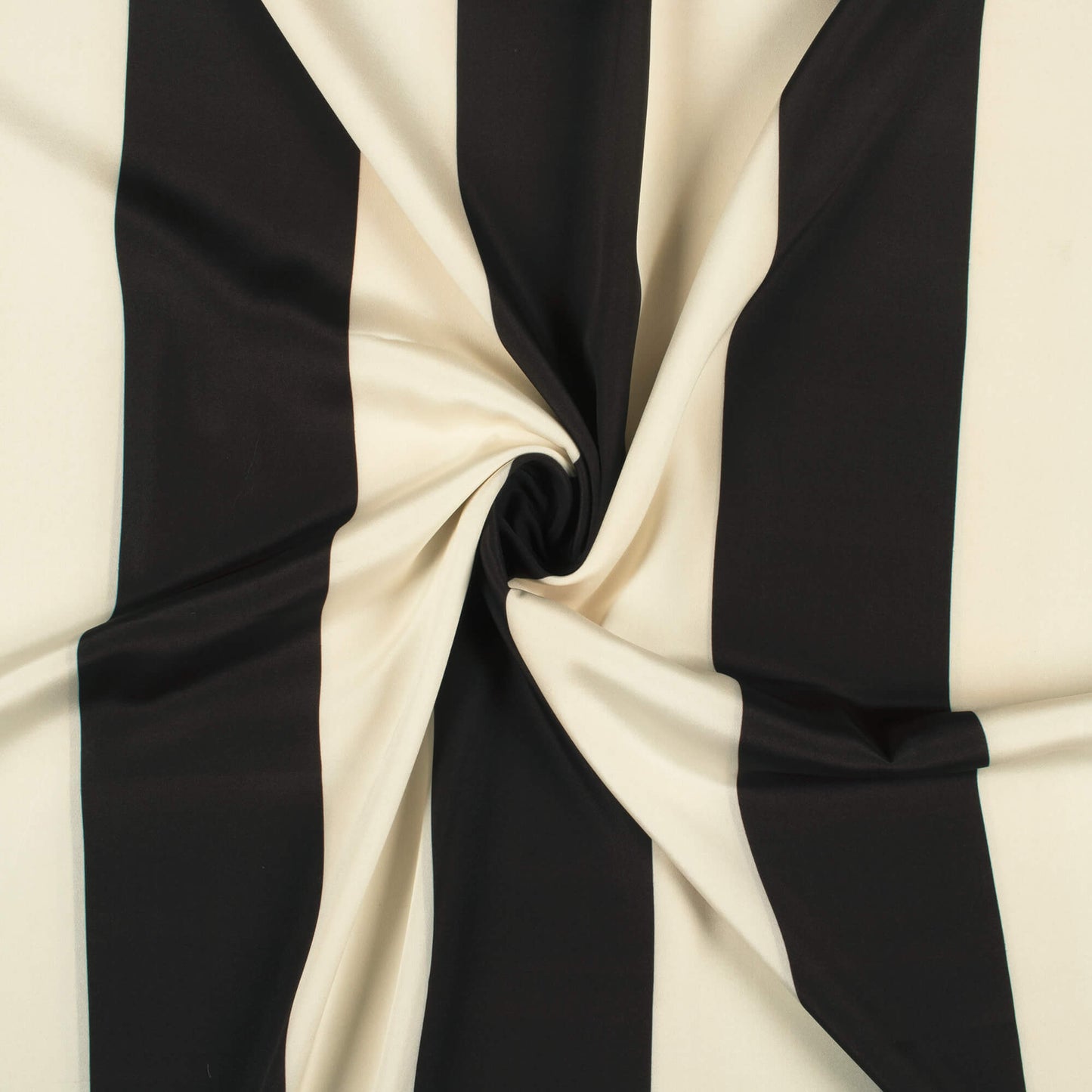 Black And Cream Stripes Pattern Digital Print Crepe Silk Fabric