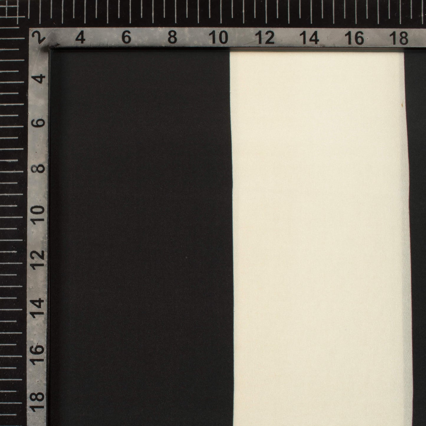 Black And Cream Stripes Pattern Digital Print Crepe Silk Fabric