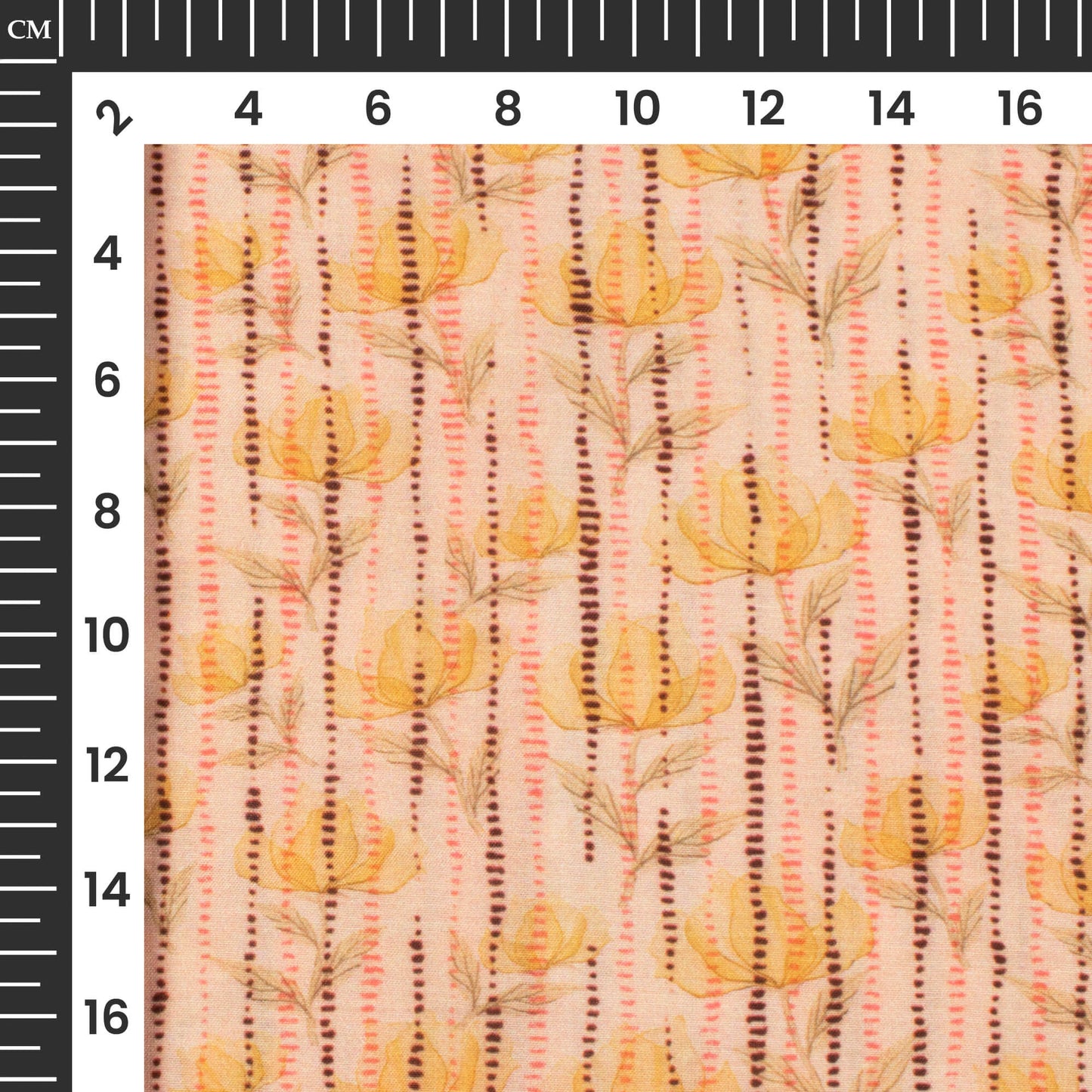 Peach And Pastel Orange Floral Pattern Digital Print Viscose Muslin Fabric (Width 56 Inches)