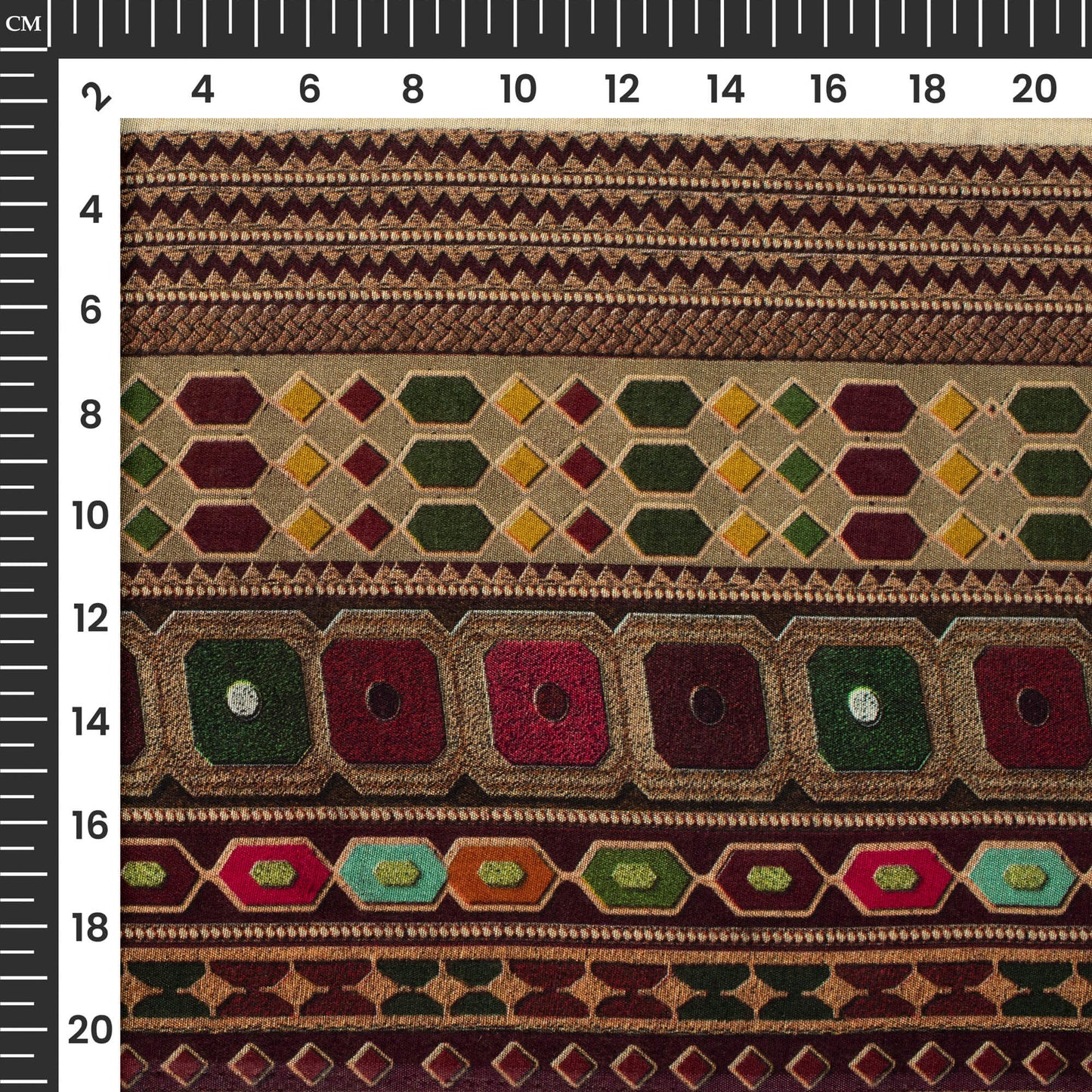Peach And Red Floral Pattern Digital Print Viscose Chanderi Fabric