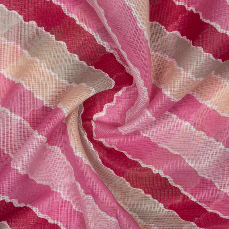 Pink Leheriya Pattern Kota Doria Fabric