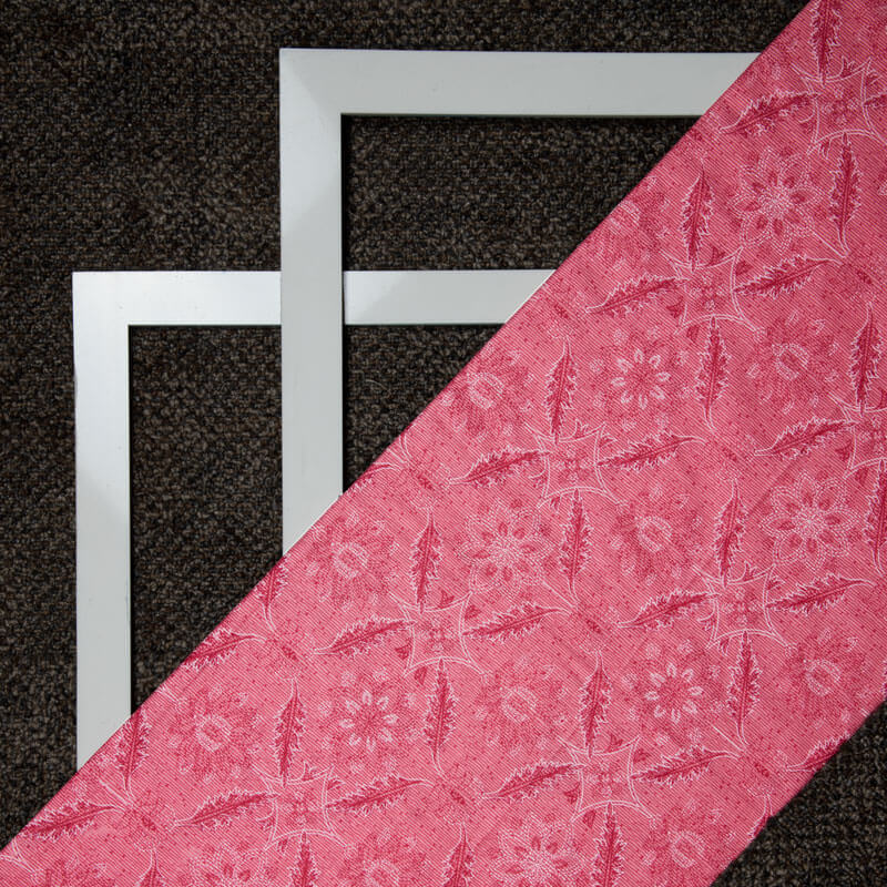 Pink Color Floral Pattern On Cotton Fabric