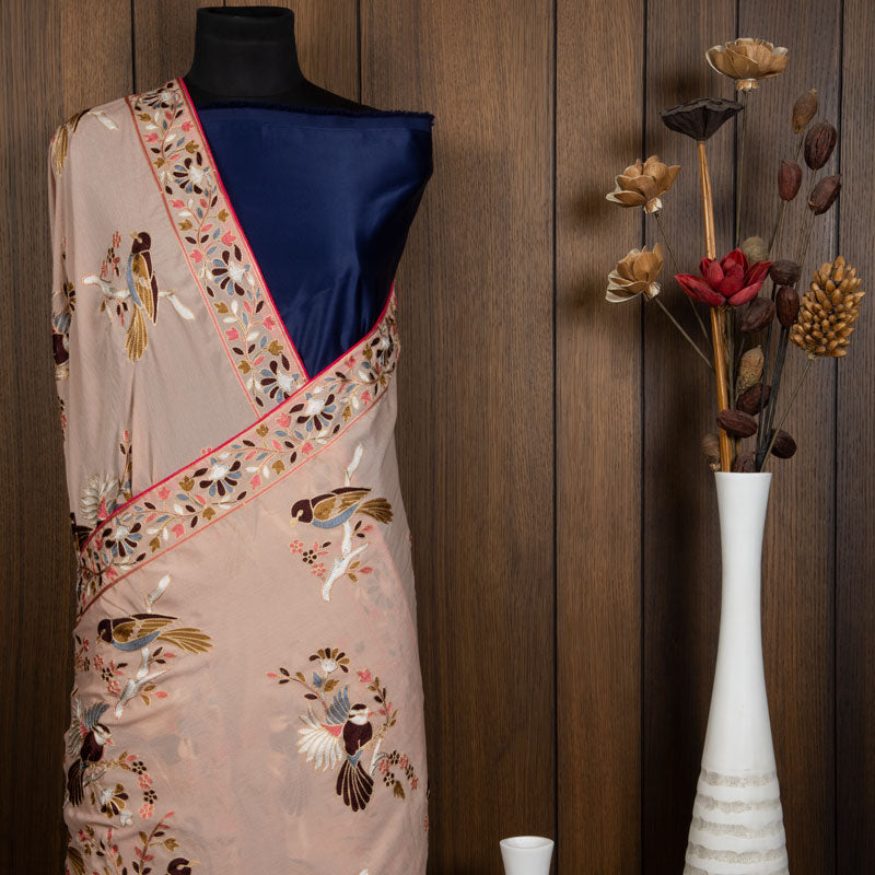 Peach Floral Pattern Chinnon Dupatta