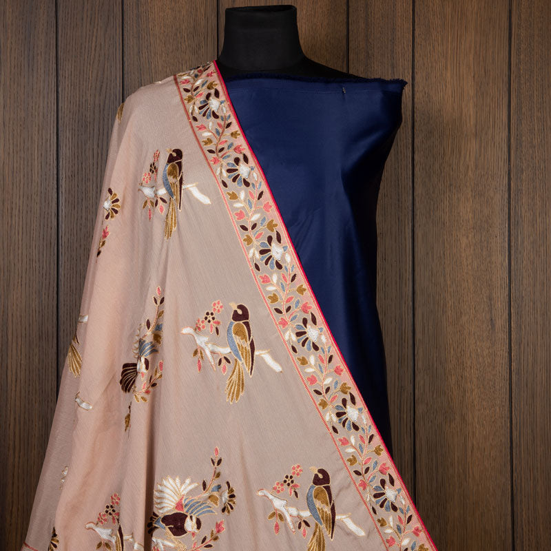 Peach Floral Pattern Chinnon Dupatta