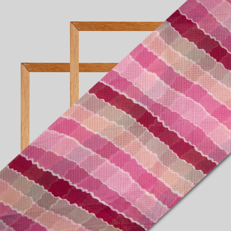 Pink Leheriya Pattern Kota Doria Fabric