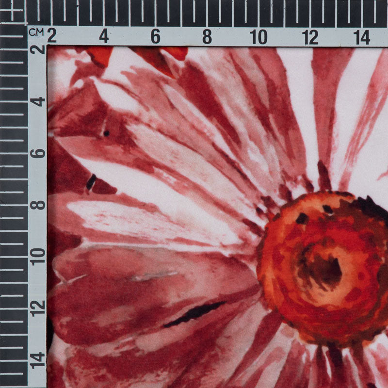 Peach and Red Colour Floral Digital Print Filter-Crepe Fabric