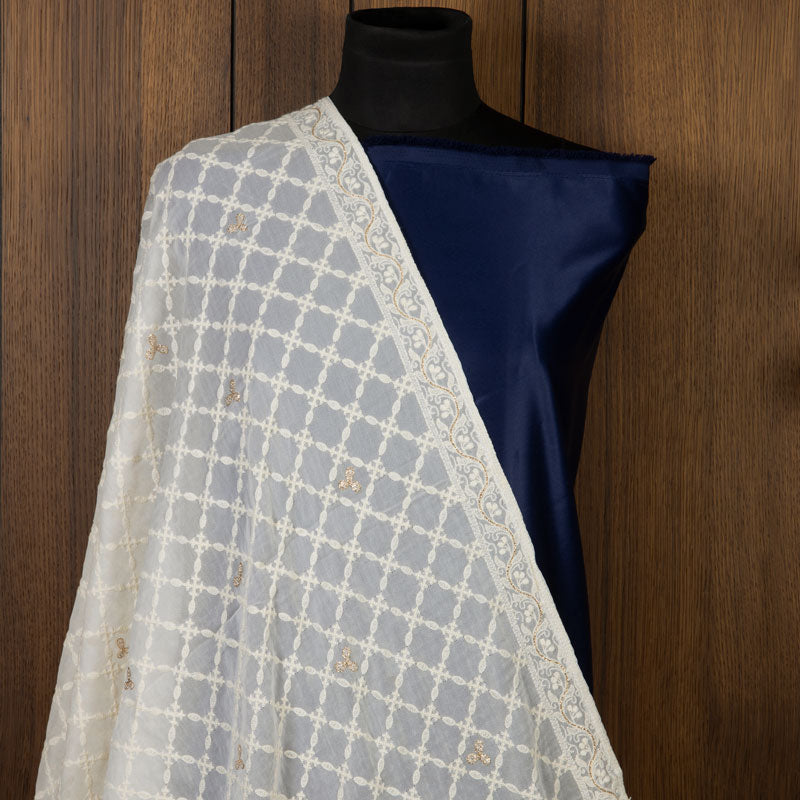 White Ethnic Pattern Georgette Dupatta
