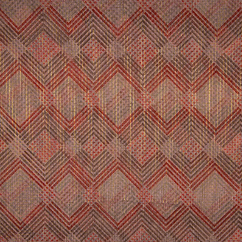Peach Monga Checks Pattern Kota Doria Fabric