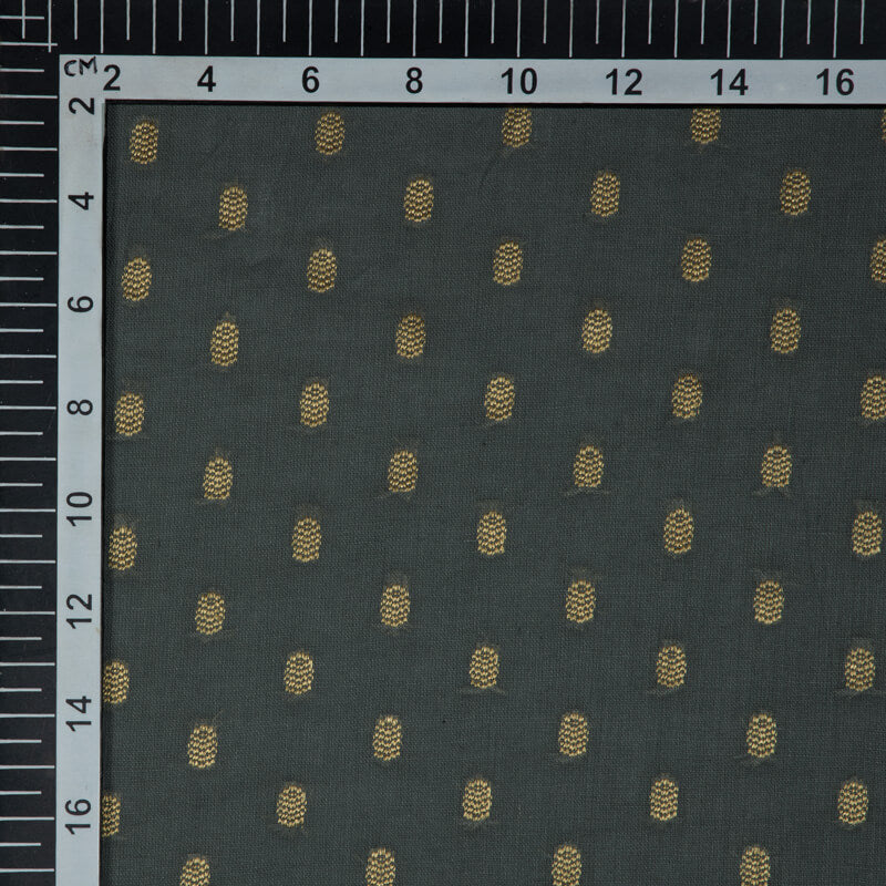 Dark Grey Buti Cotton Jari Jacquard Fabric
