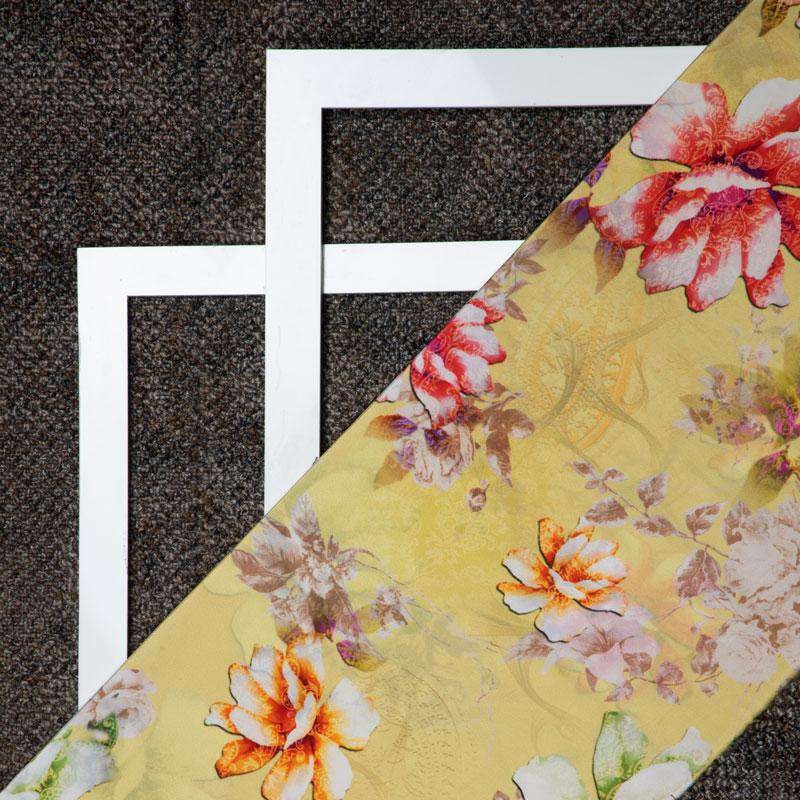 Lasser Satin Fabric With Floral Theme