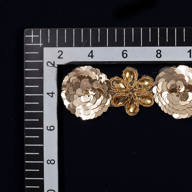 Golden Stone Sequins Cut Work Embroidery Lace (9 Mtr) - Fabcurate