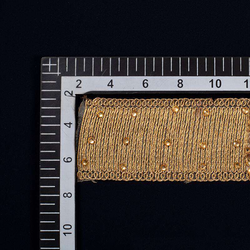 Golden Stone Thread Cut Work Embroidery Lace (9 Mtr) - Fabcurate