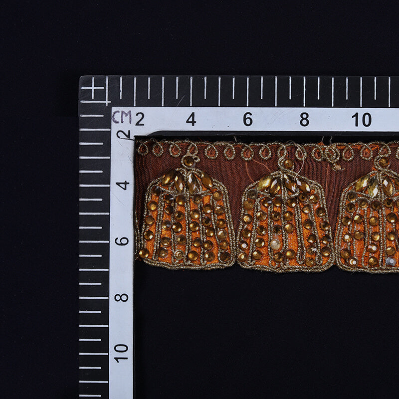 Orange Stone Cut Work Embroidery Lace (9 Mtr) - Fabcurate