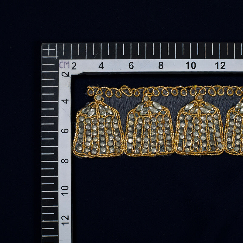 Grey Stone Cut Work Embroidery Lace (9 Mtr) - Fabcurate