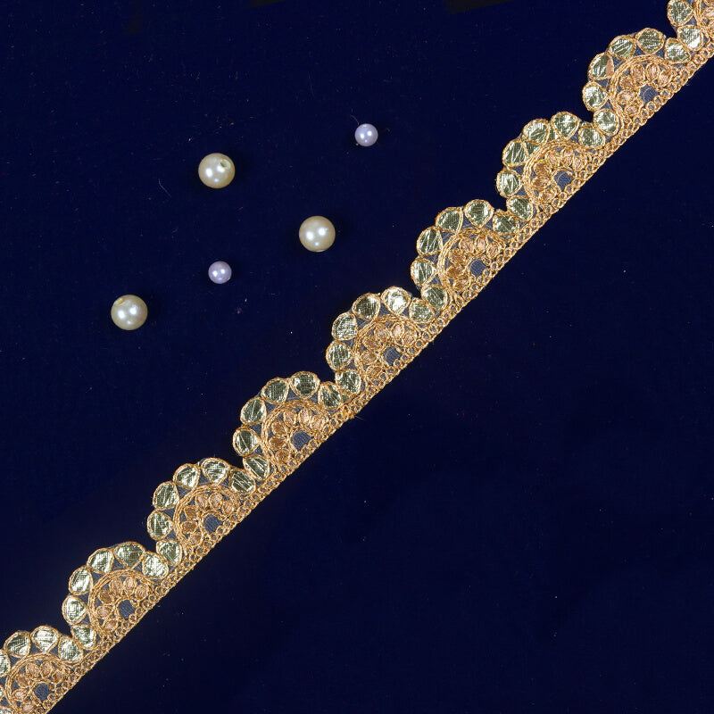 Light Gold Cream Gota Patti Embroidery Lace (9 mtr) - Fabcurate