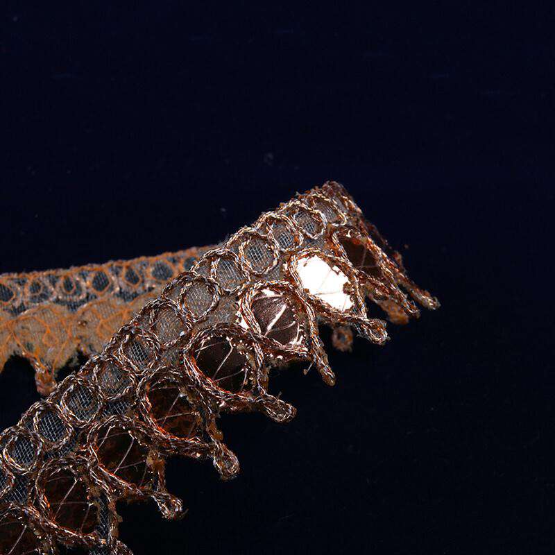 Rose Golden Thread Peach Gota Patti Embroidery Lace (9 mtr) - Fabcurate