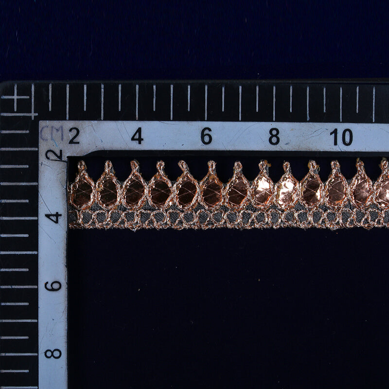 Rose Golden Thread Peach Gota Patti Embroidery Lace (9 mtr) - Fabcurate