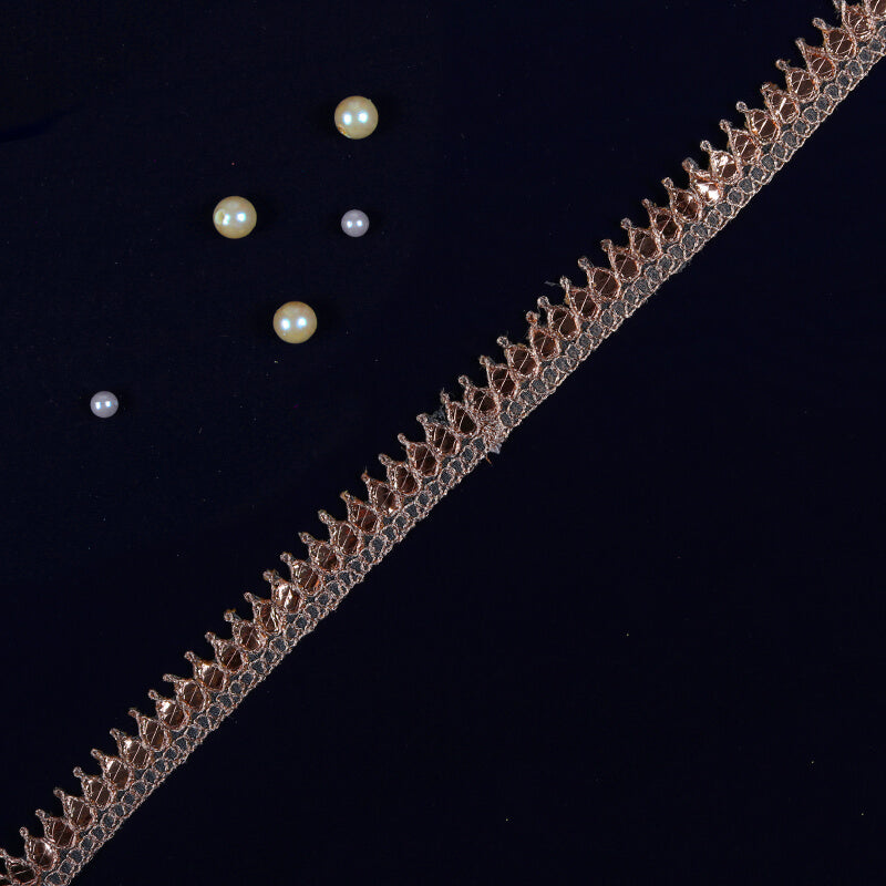Rose Golden Thread Peach Gota Patti Embroidery Lace (9 mtr) - Fabcurate
