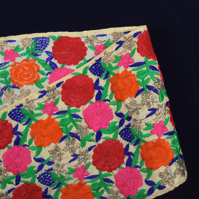 Multicolor Thread Embroidery Lace (9 Mtr) - Fabcurate