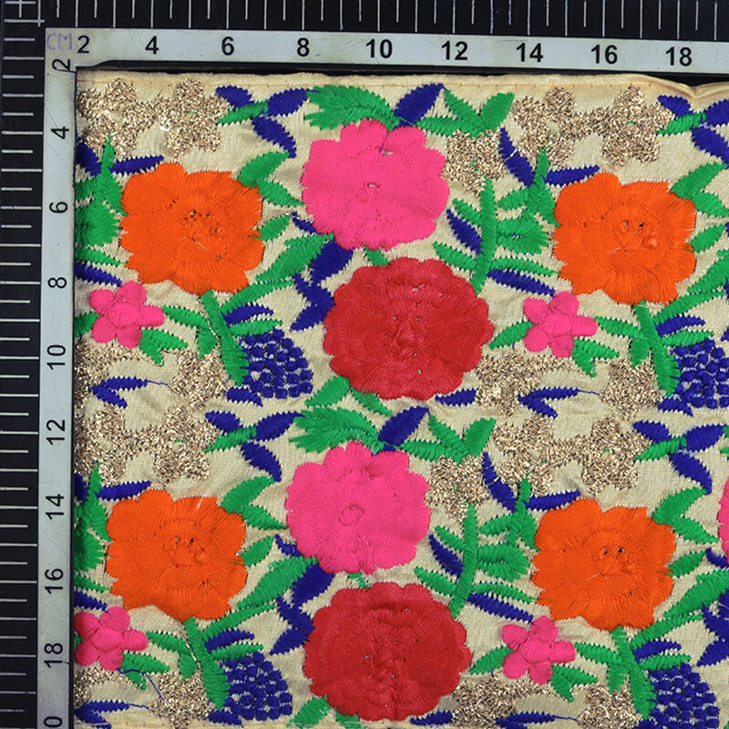 Multicolor Thread Embroidery Lace (9 Mtr) - Fabcurate