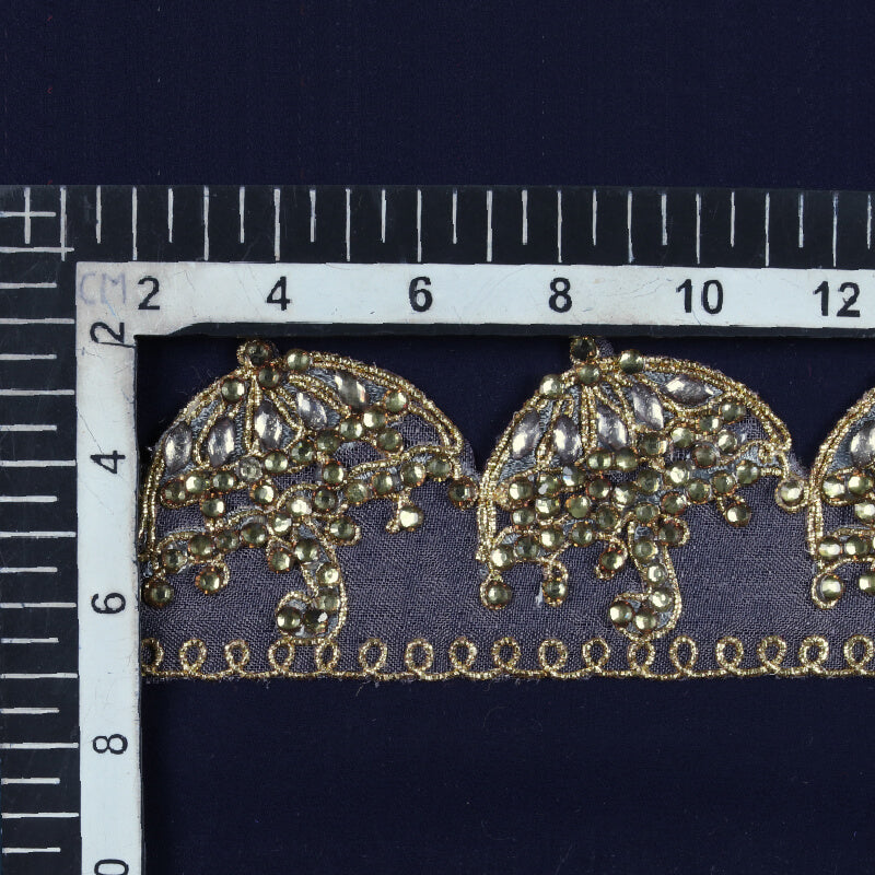 Grey Stone Cut Work Embroidery Lace (9 Mtr) - Fabcurate