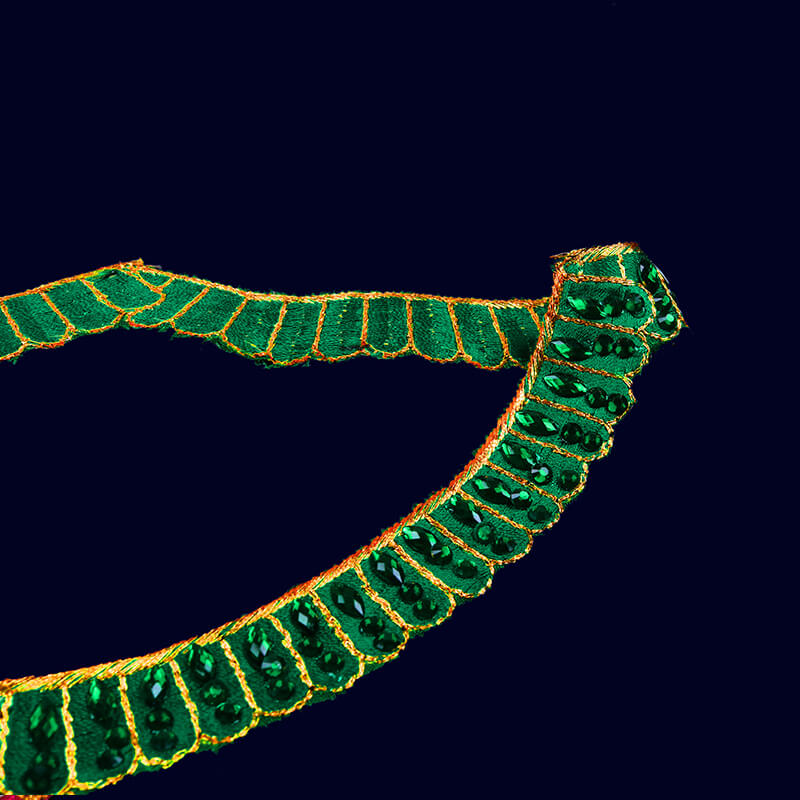 Green Stone Cut Work Embroidery Lace (9 Mtr) - Fabcurate