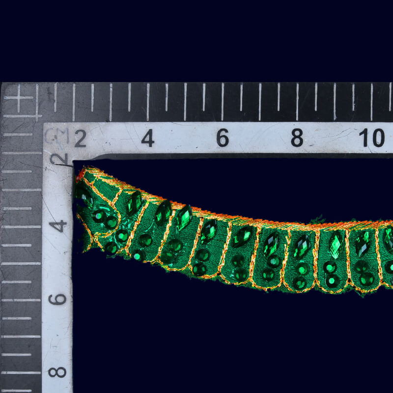 Green Stone Cut Work Embroidery Lace (9 Mtr) - Fabcurate