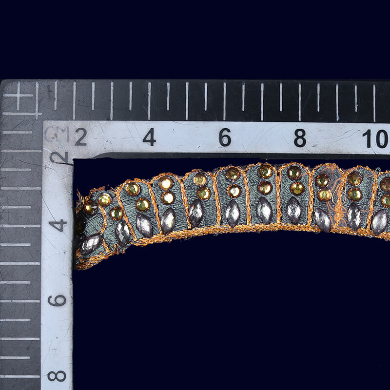 Grey Stone Cut Work Embroidery Lace (9 Mtr) - Fabcurate