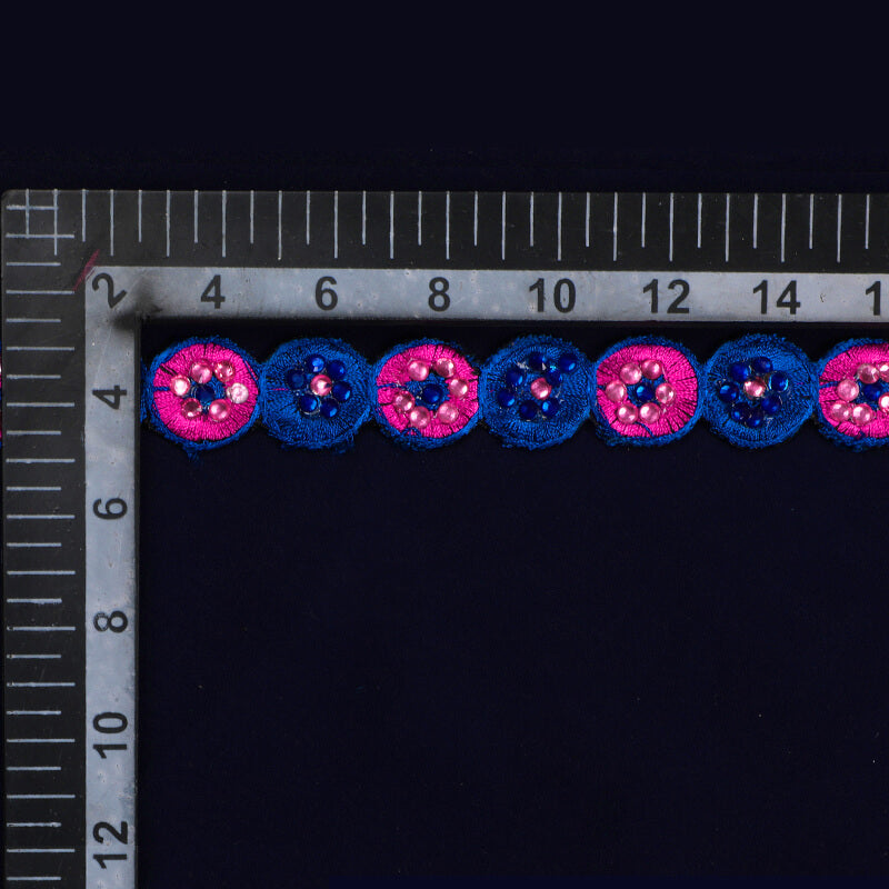Stone Blue Thread Cut Work Embroidery Lace (9 Mtr) - Fabcurate