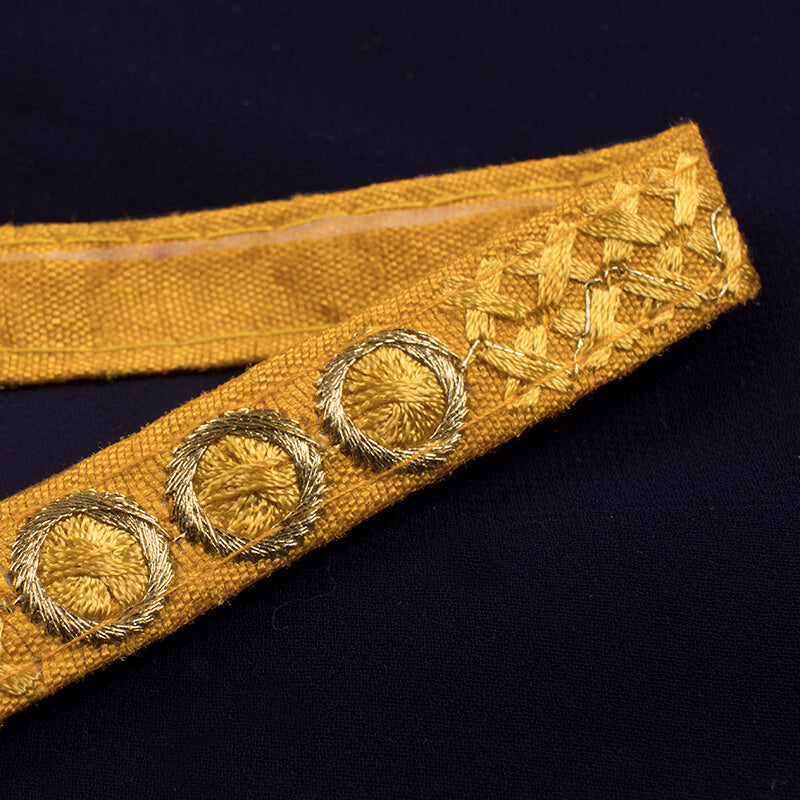 Mustard Yellow Thread Embroidery Lace (9 Mtr) - Fabcurate