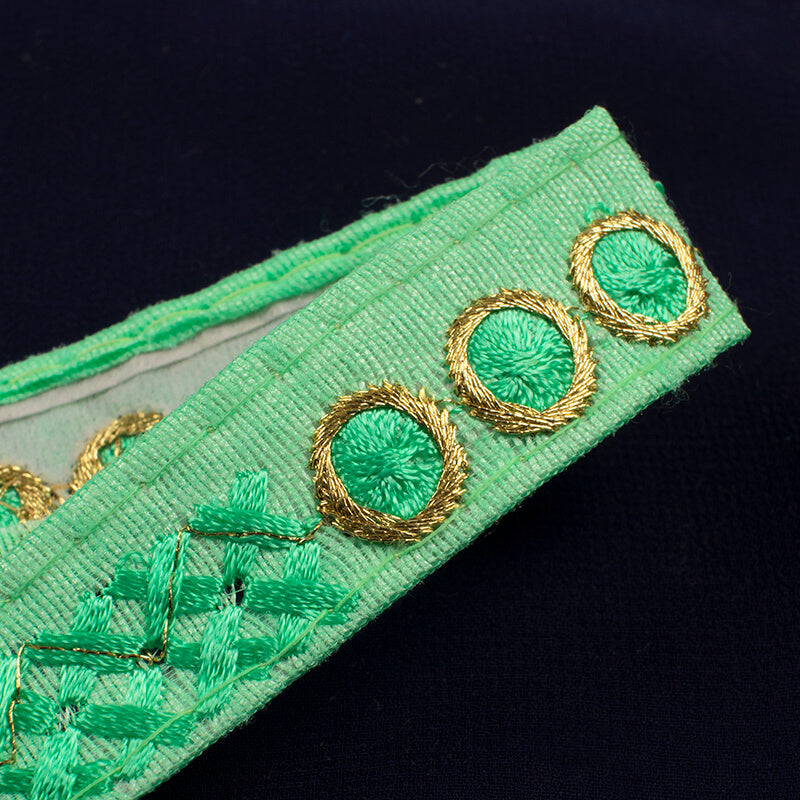 Sea Green Thread Embroidery Lace (9 Mtr) - Fabcurate
