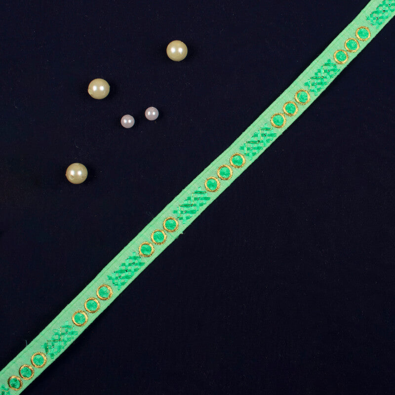 Sea Green Thread Embroidery Lace (9 Mtr) - Fabcurate