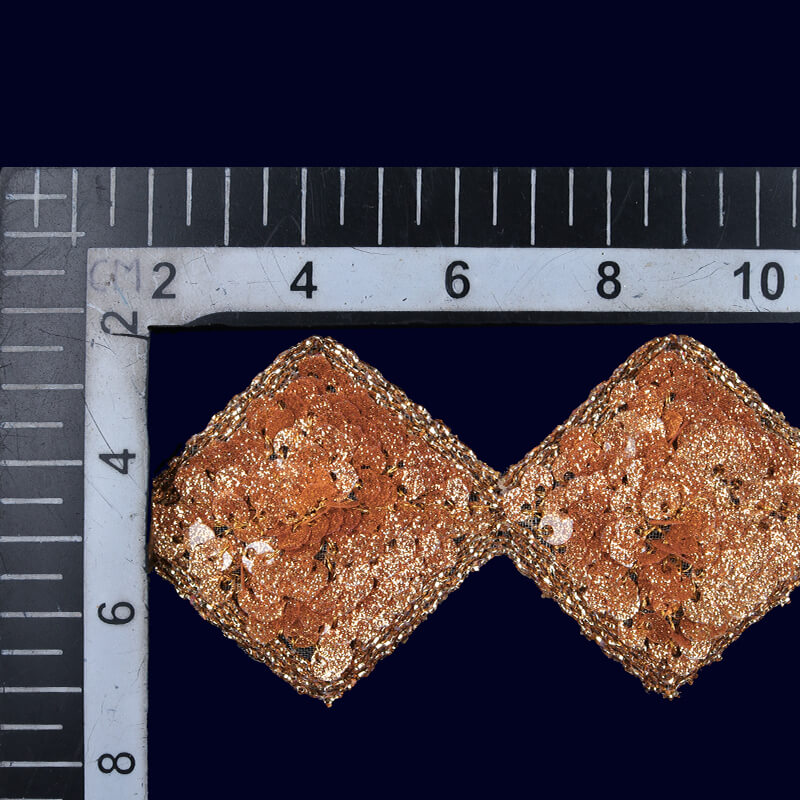 Rose Gold Sequins Thread Embroidery Lace (9 mtr) - Fabcurate
