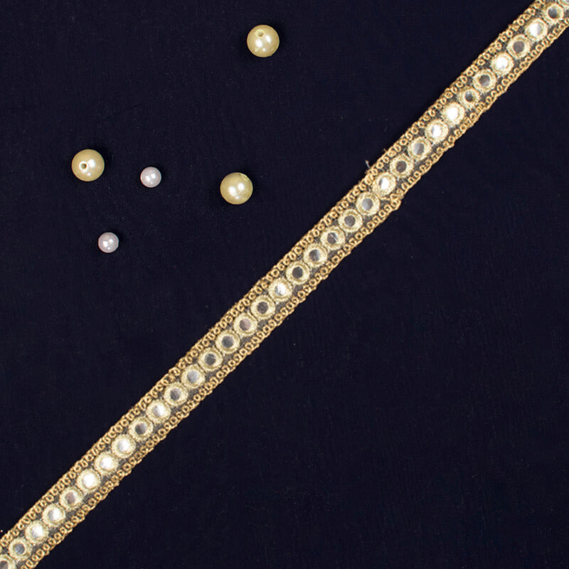 Silver Thread Mirror Embroidery Lace (9 mtr) - Fabcurate