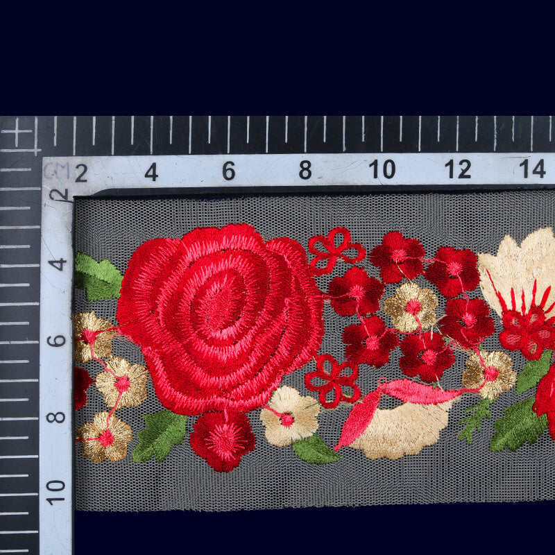 Gold Jari Multicolor Thread Patti Embroidery Lace (9 Mtr) - Fabcurate