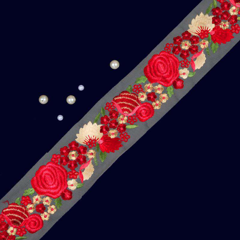 Gold Jari Multicolor Thread Patti Embroidery Lace (9 Mtr) - Fabcurate