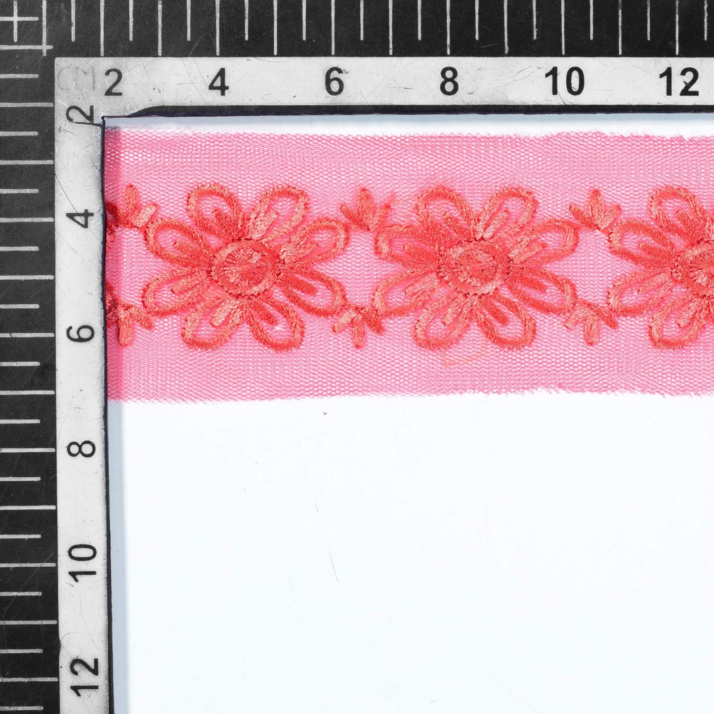 Cerise Pink Floral Pattern Embroidery Net Lace (9 Mtr) - Fabcurate