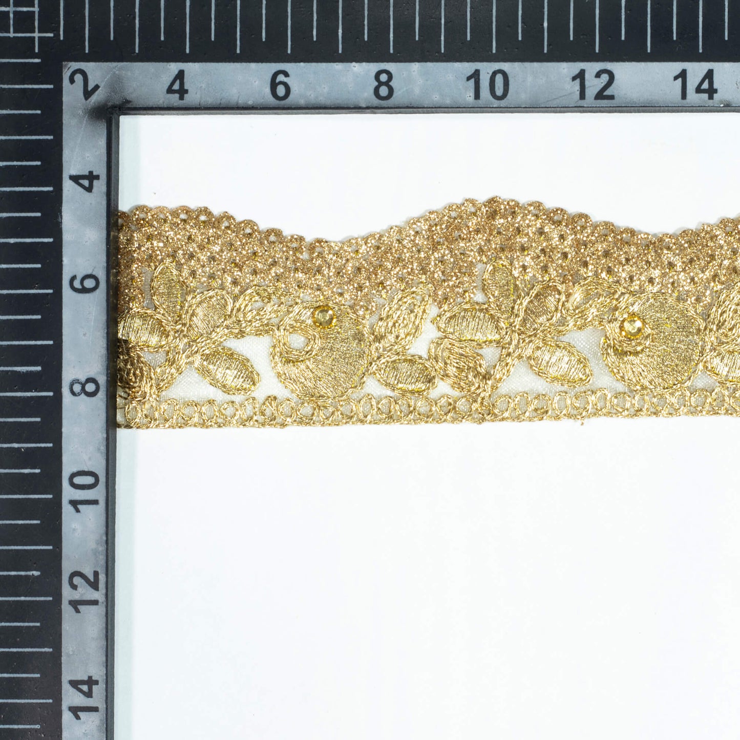 Golden Floral Pattern Zari Sequins Embroidery Organza Tissue Lace (9 Mtr)