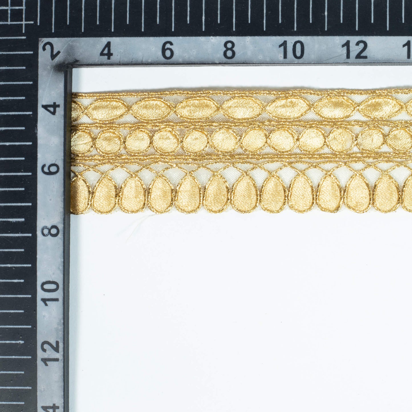 Beige Geometric Pattern Zari Embroidery Organza Tissue Lace (9 Mtr)