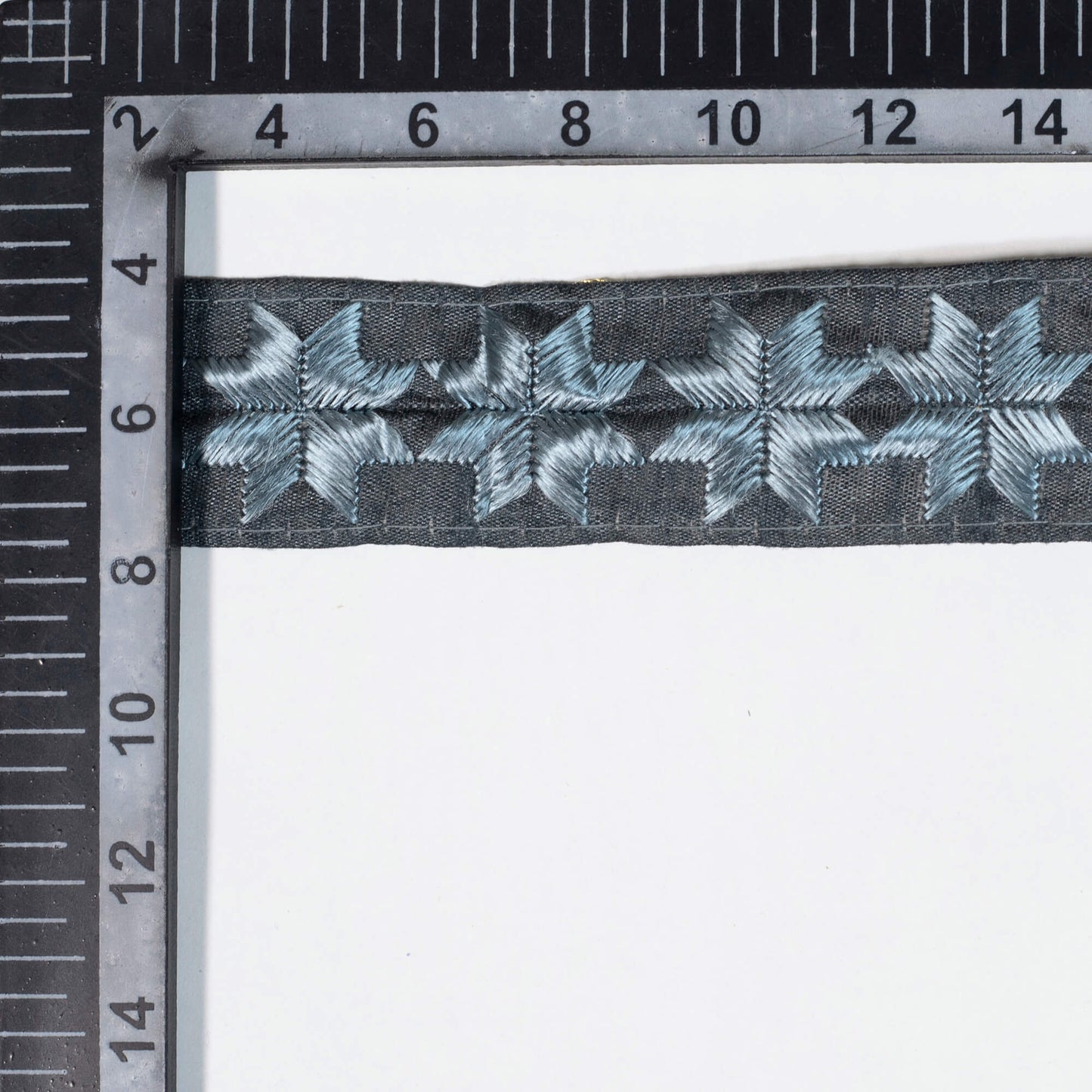 Shark Grey Abstract Pattern Embroidery Tusser Silk Lace (9 Mtr)