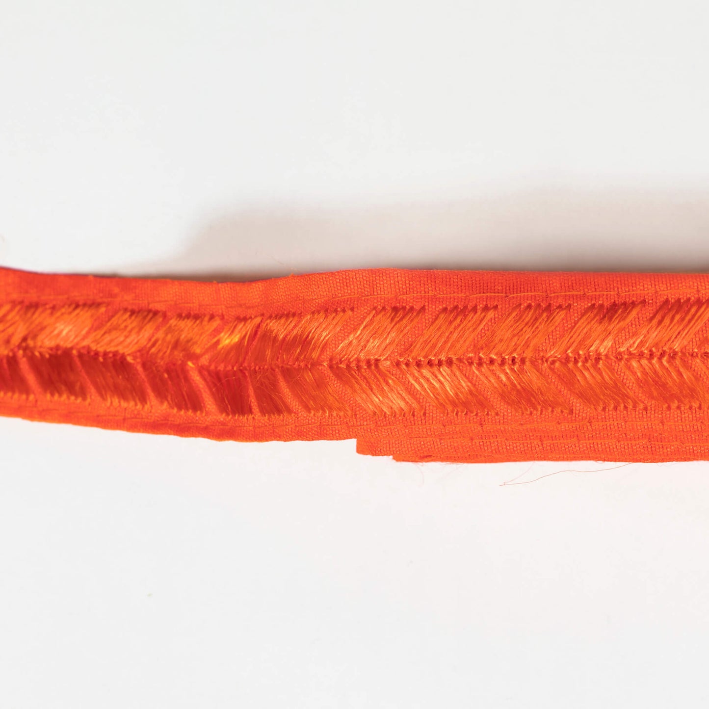 Salamander Orange Abstract Pattern Embroidery Tusser Silk Lace (9 Mtr)