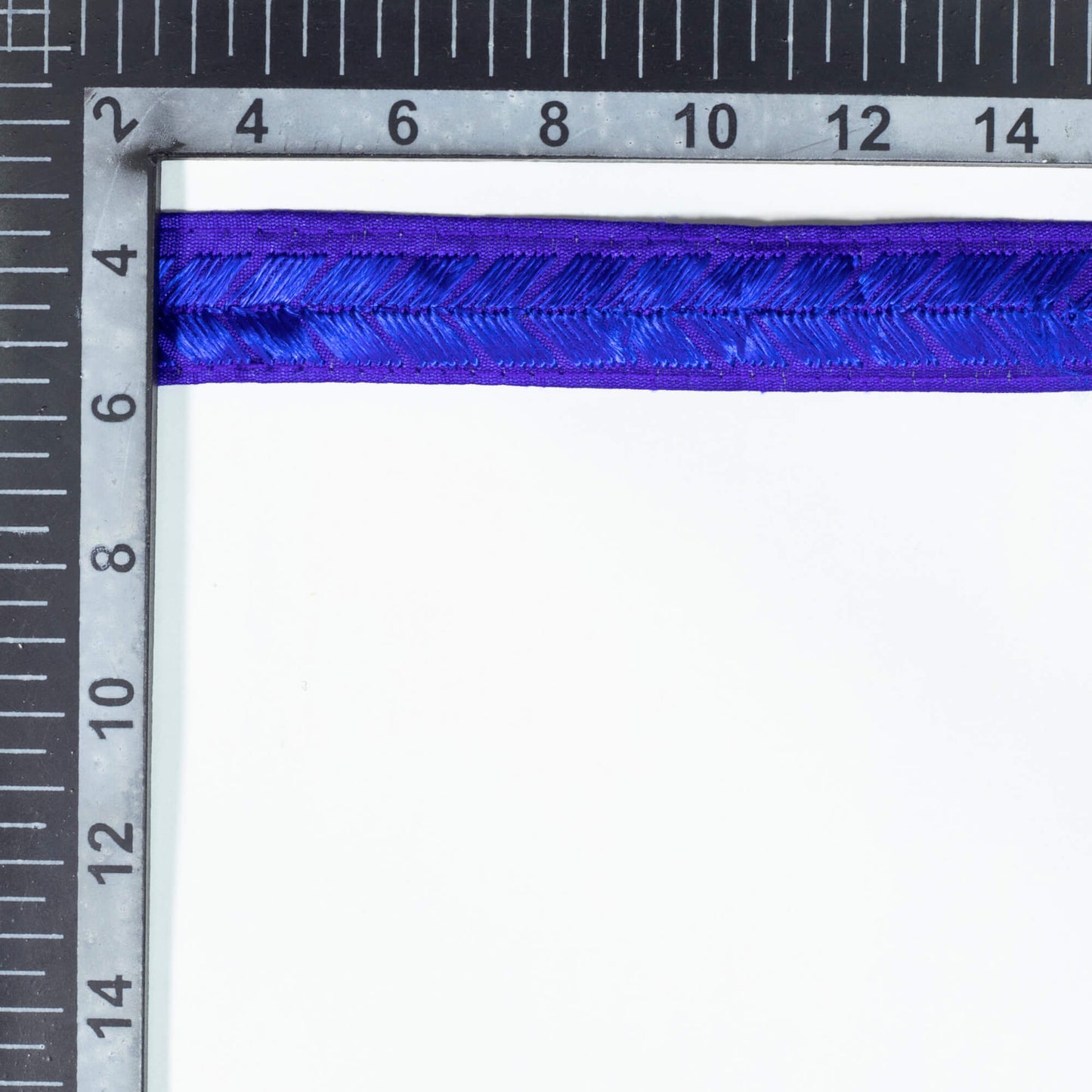 Royal Blue Abstract Pattern Embroidery Tusser Silk Lace (9 Mtr)
