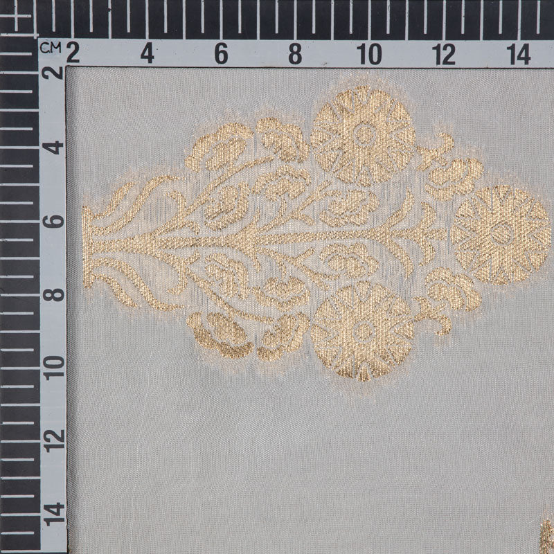 White Ethnic Pattern Jacquard Dolla Silk Dupatta