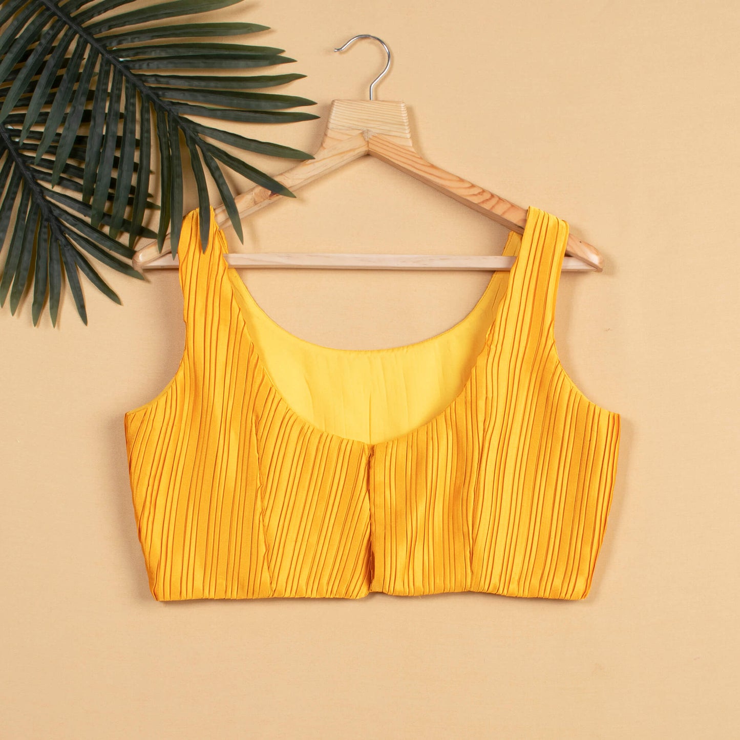 Mustard Pleated Satin Blouse