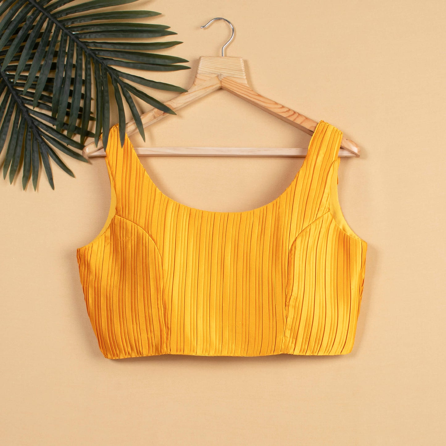 Mustard Pleated Satin Blouse