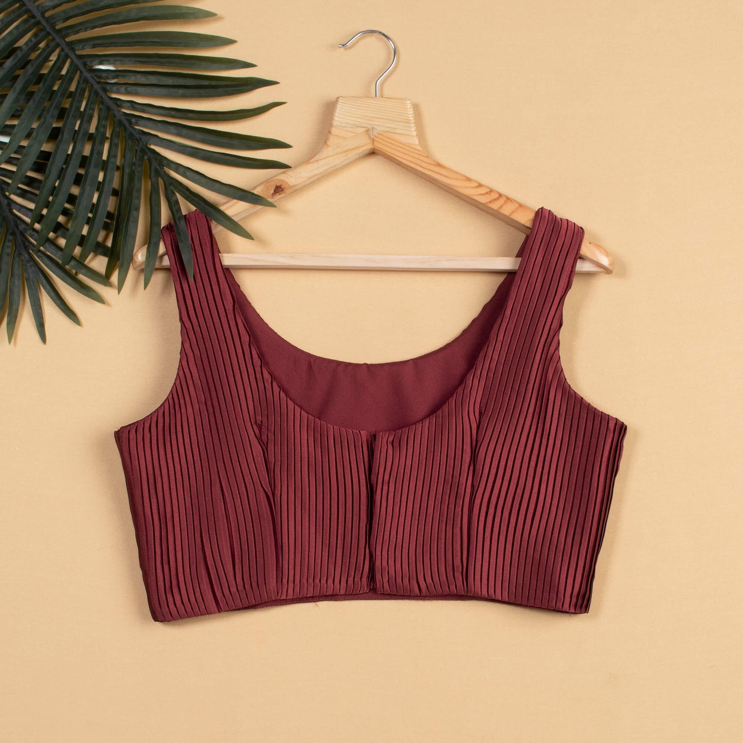 Maroon Pleated Satin Blouse