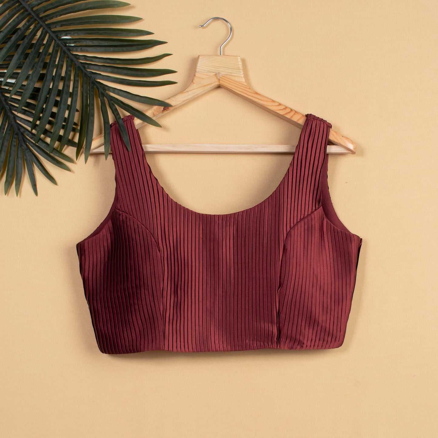 Maroon Pleated Satin Blouse